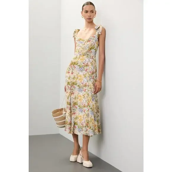 Reformation Yellow Nadira Dress Size 8 - Picture 2 of 5